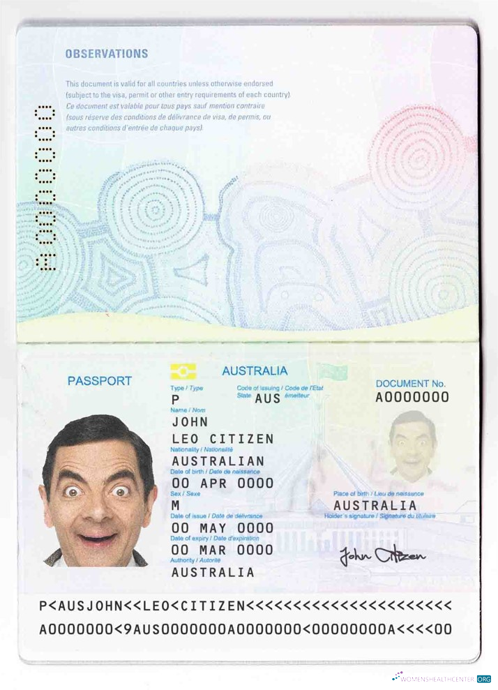 Download Australian standard passport Photoshop template